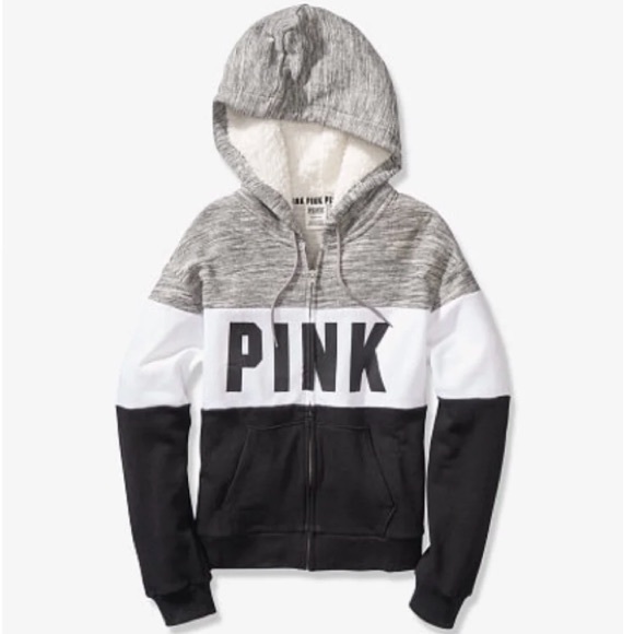 PINK Victoria's Secret Tops - NEW VS PINK Sherpa Lined Hood Slouchy Full Zip